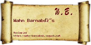 Wahn Barnabás névjegykártya